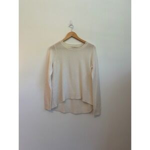 Oats Cashmere Mimosa High Low Crewneck Sweater in Ivory | Size Small